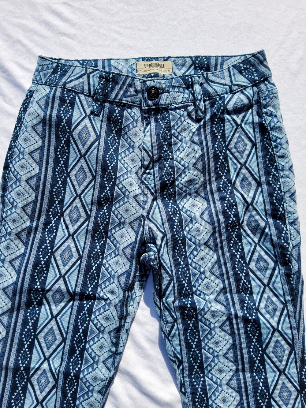 Rock & Roll Denim Country Western Aztec Flare Wide Leg Jeans